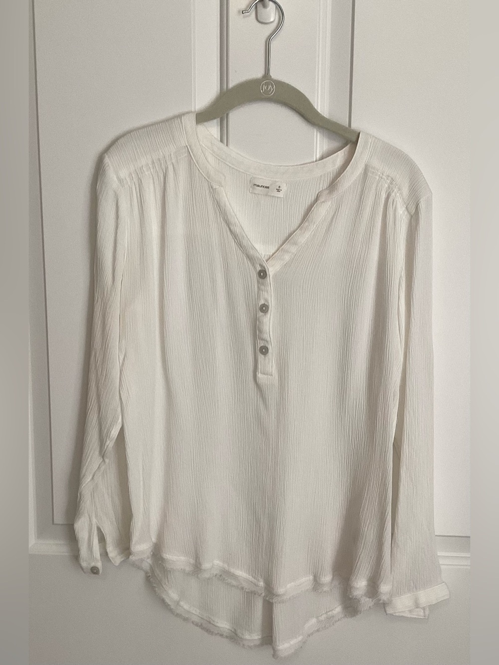 Maurices Cream Button-Front Long-Sleeve Henley